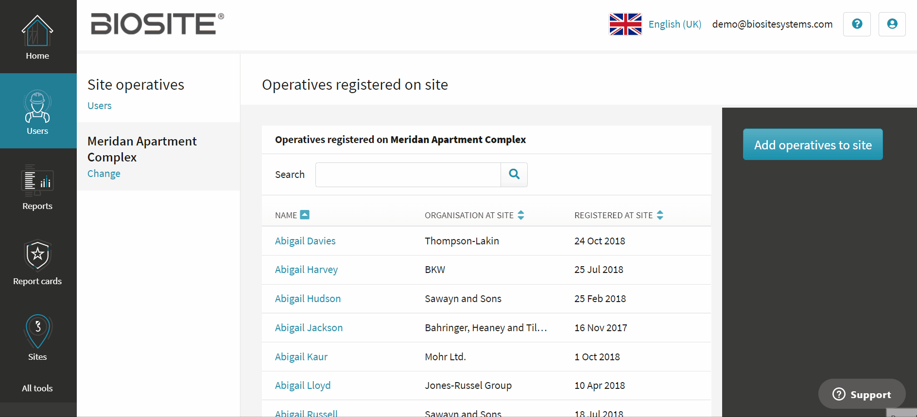 Adding Operatives to a Site Via the Portal Biosite Systems
